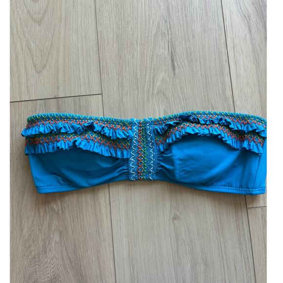 Lucky Brand Women's Fiesta Bandeau Bikini Top - Blue - Medium Strapless - Picture 2 of 8